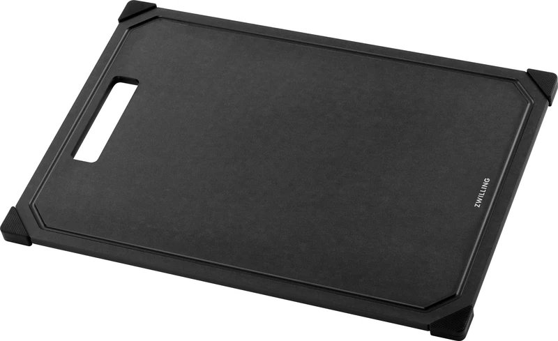 ZWILLING 37 x 25 cm Fibrewood Chopping Board with Juice Groove, Non-Slip, Dishwasher Safe, Black