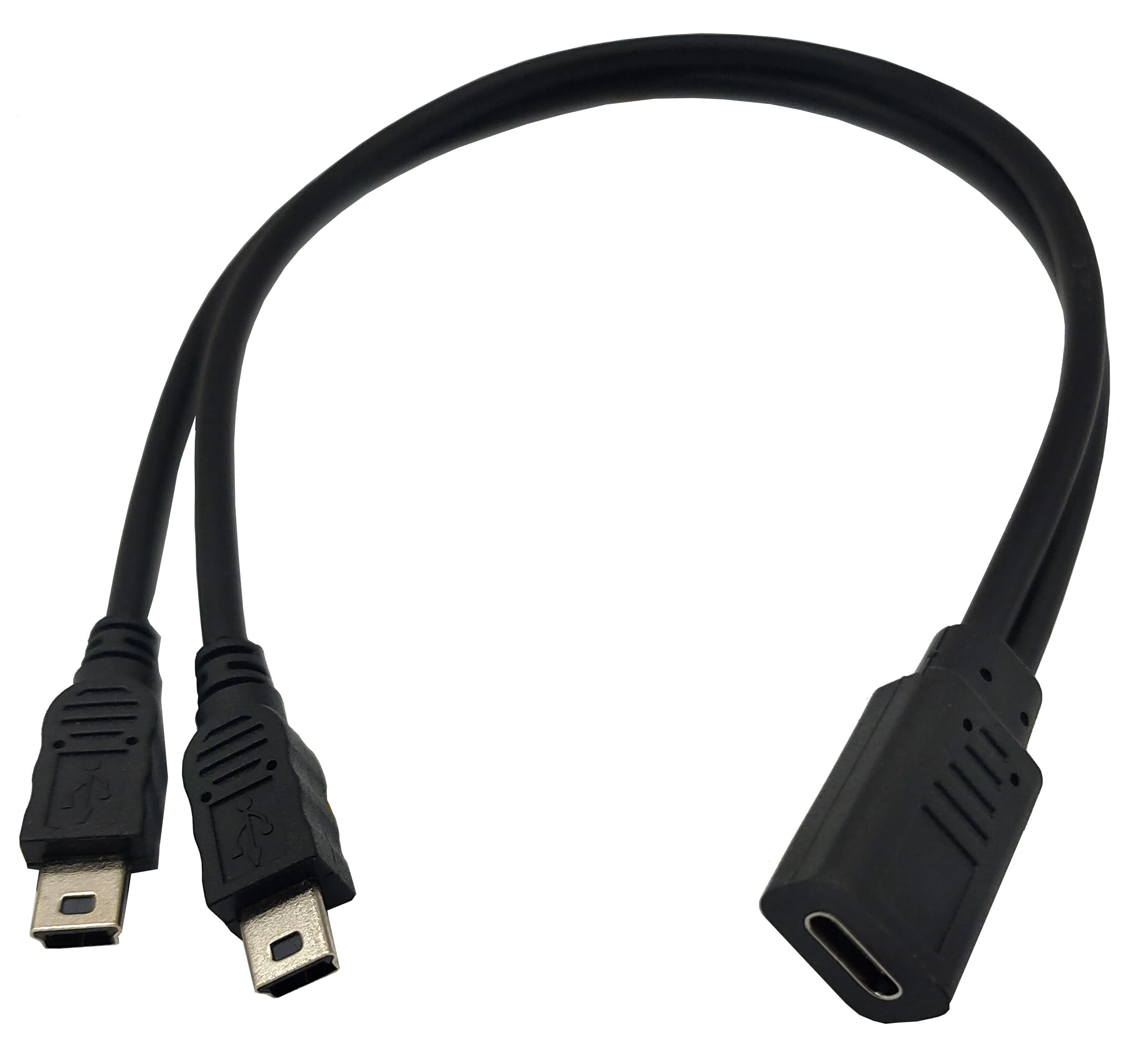 Haokiang Halokny USB C Splitter Charge Cable,1 Feet USB Type C Female to 2 Dual Mini USB Male Y Splitter Extension Charging Cable(Only for Charging)