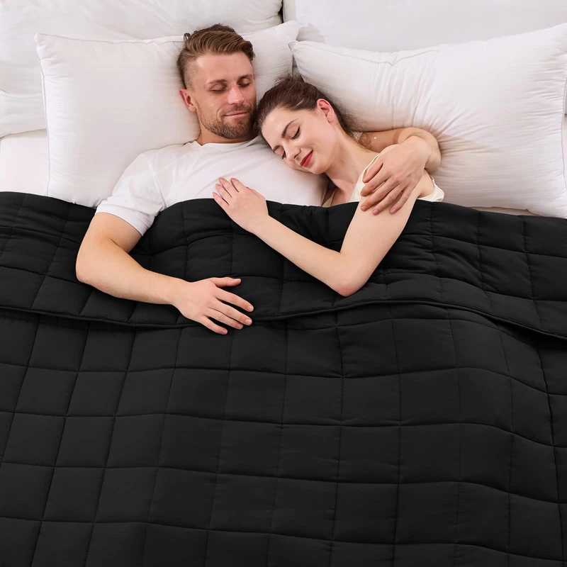 yescool Weighted Blanket for Adults (30 lbs, 88” x 104”, Black) Cooling Heavy Blanket for Sleeping Perfect for 290-310 lbs, King Size Breathable Blanket with Premium Glass Bead