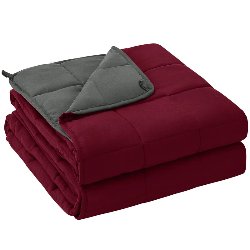 yescool Weighted Blanket for Adults (25 lbs, 60" x 80", Red Grey) Cooling Heavy Blanket for Sleeping Perfect for 240-260 lbs, Queen Size Breathable Blanket with Premium Glass Bead, Machine Washable