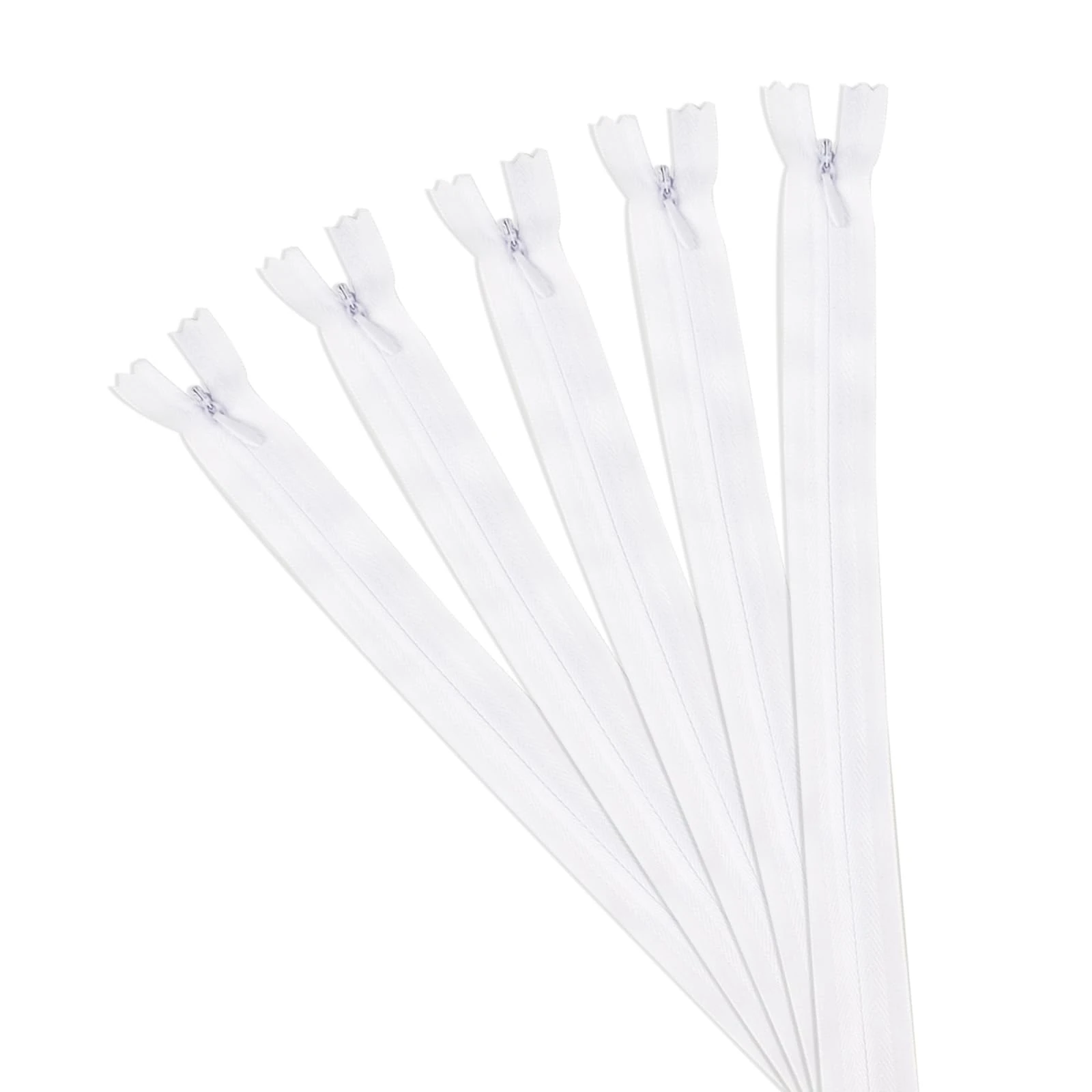 5 Pcs Invisible Zips for Sewing, 40 cm/16 Inch White Zips, Closed-Ended Nylon Invisible Zippers, #3 Concealed Zipper Zip Fixer for Skirts Cushions Pillows Clothes Pants DIY Craft Tailor Dressmaking