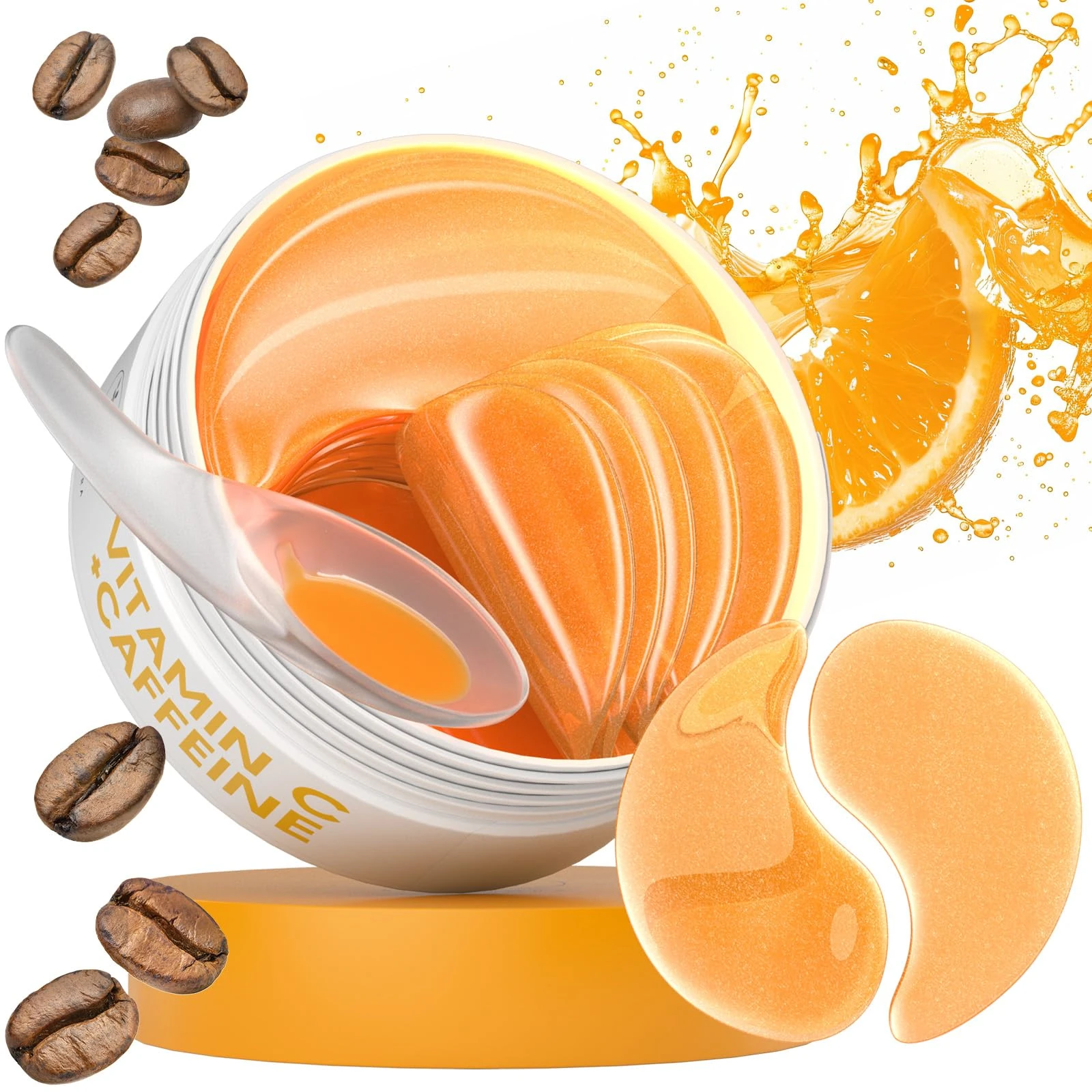 Vitamin C & Caffeine Under Eye Gel Patches, Under Eye Patches for Puffy Eyes & Dark Circles, Vitamin C & Caffeine for Brightening & Hydration, Bridesmaid Gift (30 Pairs, 60 Pieces)