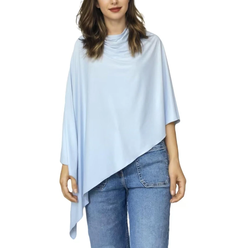 aningkimi UPF 50+ Women's Sun Scarf Convertible Beach Shawl with Snap Buttons UV Protective Summer Cover up for Outdoor Travel (Light Blue) - Image 1