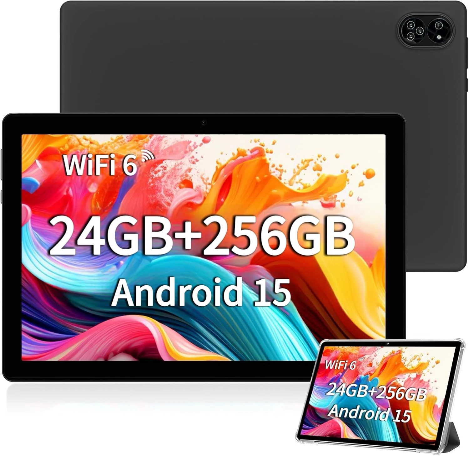 TANYIMING Android Tablet 10.1" inch, 4G LTE Dual SIM, 24GB RAM 256GB Storage,Supports extend 1TB, IPS Touchscreen,Dual Camera, WiFi/WLAN/Bluetooth/GPS,TYD-109pro (Black, 24GB+256GB)