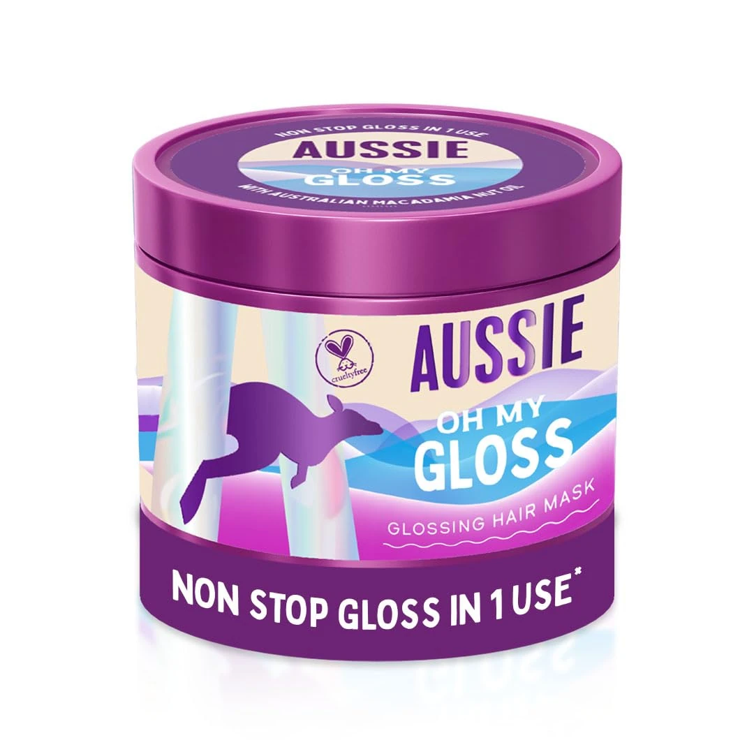 Aussie Oh My Gloss Glossing Hair Mask 500ml, Moisturises and Deeply Nourishes Dry and Dull Hair, Restores Your Natural Gloss, Infused with Australian Macadamia Nut Oil, Vegan and Cruelty-Free