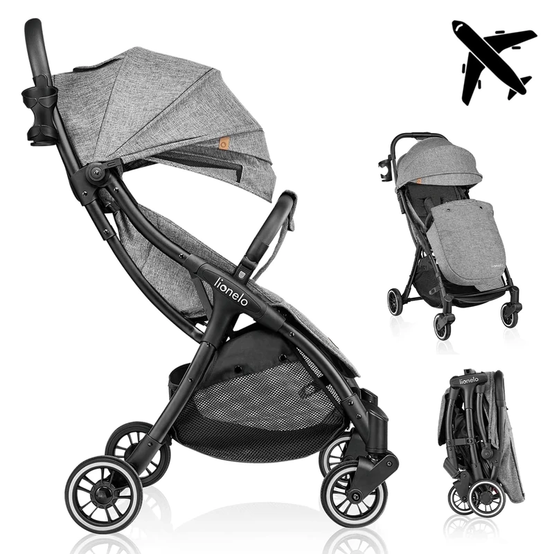 LIONELO Baby Stroller JULIE ONE for toddler 0 to 22 kg/4 years Lightweight, Compact & Foldable with one hand Pushchair, Adjustable & Recline to lying position, Canopy, Footmuff, Mosquito Net, Footrest