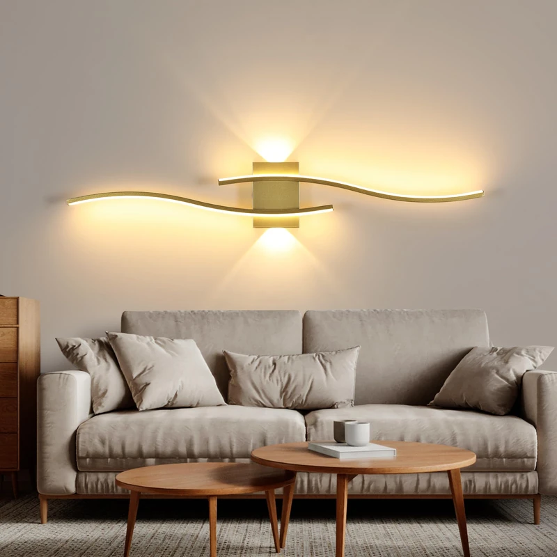 Comely Indoor LED Wall Light, Gold Simple Lines 27 W 3000 LM Modern LED Wall Light for Bedroom, Living Room, Hallway, Warm White 3000 K - Image 1