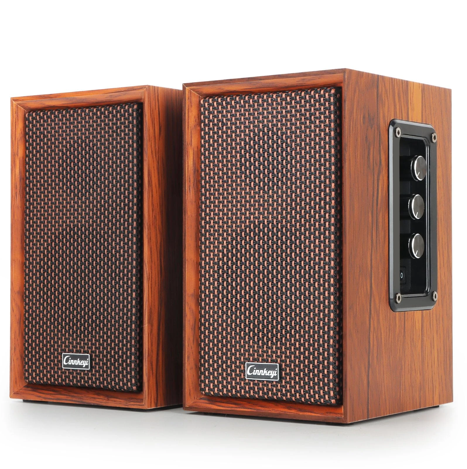 40W Computer Speakers, Bluetooth Bookshelf Speakers,2.0 AC Powered Wooden PC Speakers with Strong Bass,7.28" X 2 AC Powered USB/Bluetooth PC Speakers USB Input for DSP Speaker for Laptop,PC (5201-EU)