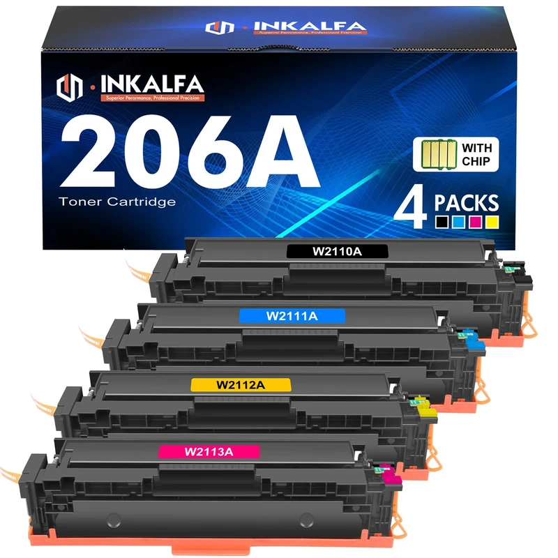 206A Toner Cartridges 4 Pack M283fdw M283cdw 206X Set Compatible Replacement for HP 206A 206X Color LaserJet Pro MFP M283fdw M283cdw M283 Pro M255dw Printer Ink High Yield (with Chip-B/C/Y/M)