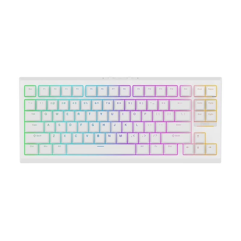 EPOMAKER G84 QMK/VIA Mechanical Keyboard with Shine Through RGB Backlight,2.4GHz/USB/BT5.0 Wireless Gaming Keyboard,Hot-Swappable,Knob,PBT Keycap (White, Creamy Jade Switch)