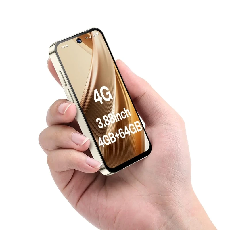 YOHOPE 4G Unlocked Mini Smartphone - 3.88" HD Screen, Dual SIM Dual Standby, 1950mAh Battery, Face ID - Ideal for Kids & Students as Backup Mobile (beige)