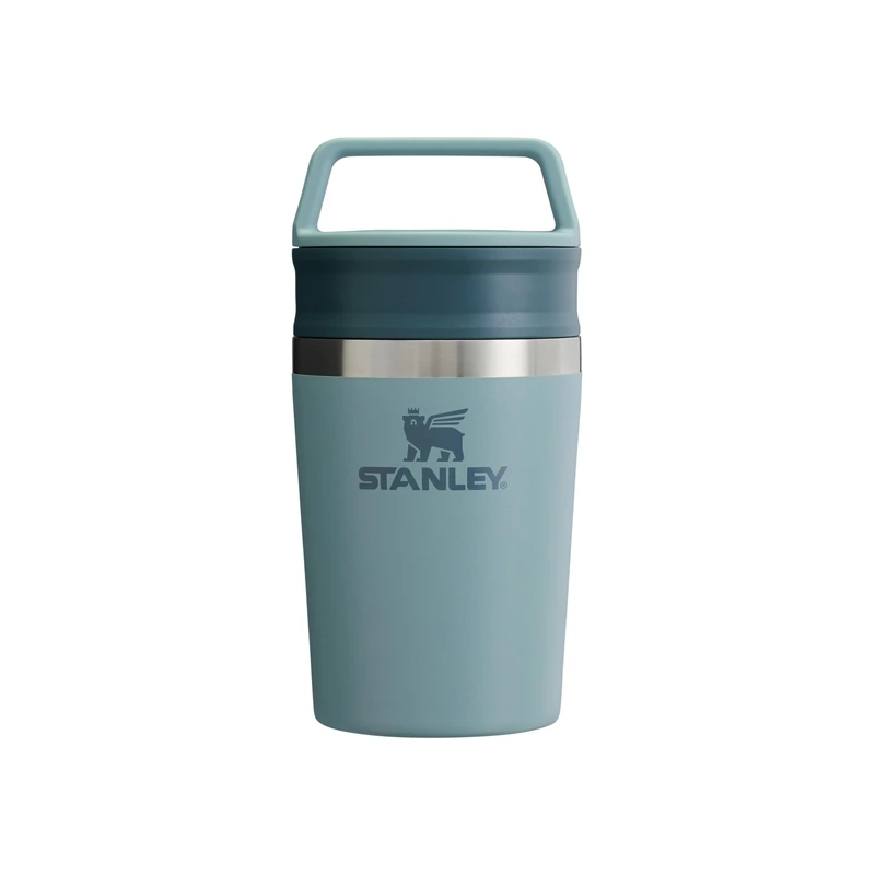 STANLEY 1913 Cafe to-Go Travel Mug 0.23L - Keeps 3 Hours Hot - 4 Hours Cold - Stainless Steel Thermal Mug - Dishwasher Safe - Easy-Carry Handle - Insulated Coffee Cup - Shale