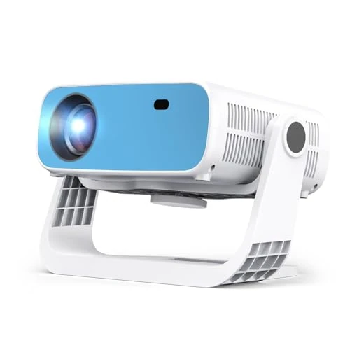 Wielio 2025 New Smart Projector Built-in Apps, Native 1080P 4K Supported, WiFi 6 & Bluetooth 5.2, Low Fan Noise (<30dB), 120° Adjustable Stand, Auto Keystone Home Cinema Projector for iOS/Android/PS5