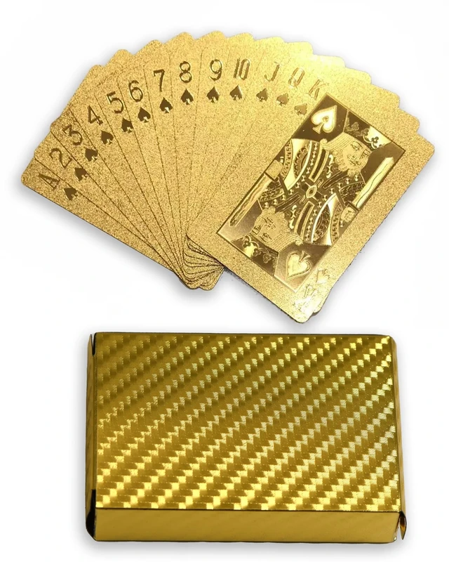 YIMINGOUFEI Waterproof Plastic 54-Card Gold Foil Deck - Family Games