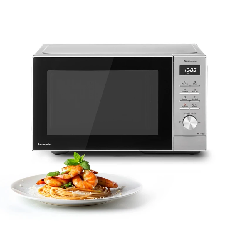 Panasonic NN-SD36QSEPG 29L Solo Microwave Oven, Stainless Steel, 1000W, Automatic Defrost, 11 Automatic Programs, Wheel