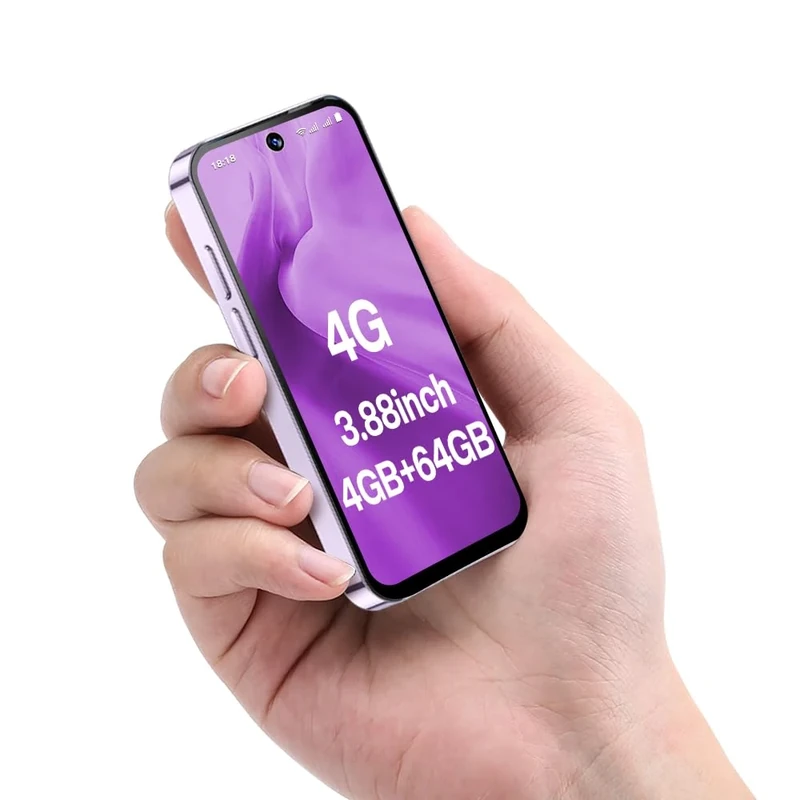 YOHOPE 4G Unlocked Mini Smartphone - 3.88" HD Screen, Dual SIM Dual Standby, 1950mAh Battery, Face ID - Ideal for Kids & Students as Backup Mobile (pale pink)