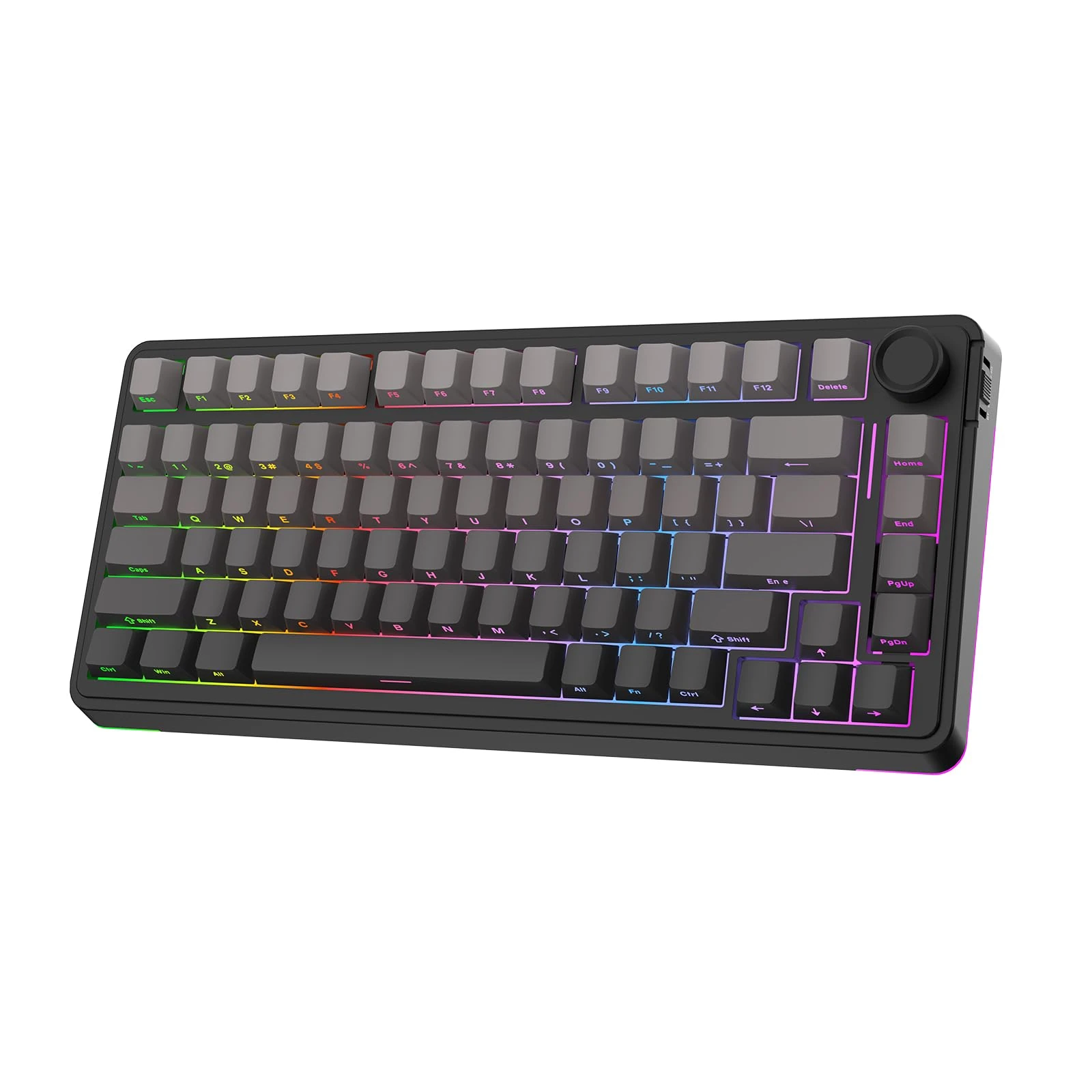 EPOMAKER EA75 75% Wireless Mechanical Keyboard, 2.4GHz/USB/BT5.0 Gaming Keyboard,Creamy Gasket,RGB Backlight,Knob,PBT Keycap,Hot Swappable,Programmable (Black Gradient, Reaper Switch)
