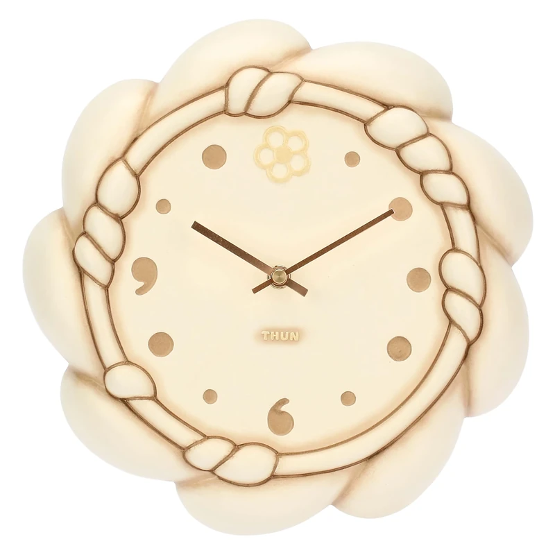 THUN - Twist Wall Clock - Ceramic, Plastic - Spring Garden Collection - 25.8 x 25.4 x 5.5 cm