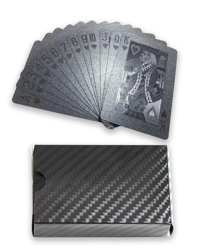 YIMINGOUFEI plastic waterproof playing cards, 54 Pieces Poker game deck, suitable for family parent-child games and birthday parties, outdoor camping (Pure Black Foil, Black)