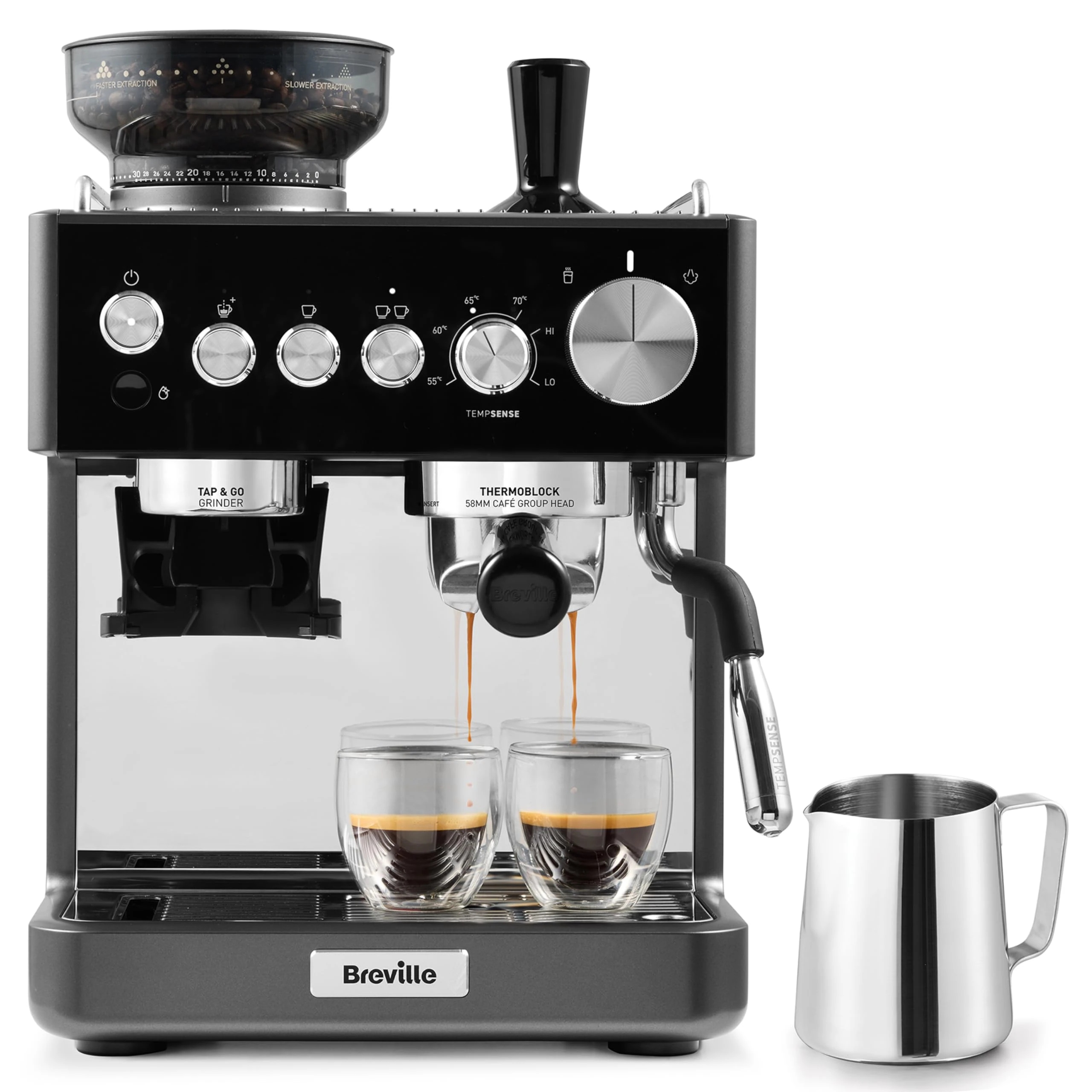 Breville Barista Sense Espresso Machine, Bean to Cup Coffee Maker with Integrated Coffee Grinder and Milk Frother, TempSense Steam Wand, 15 Bar Italian Pump, Black, VCF187