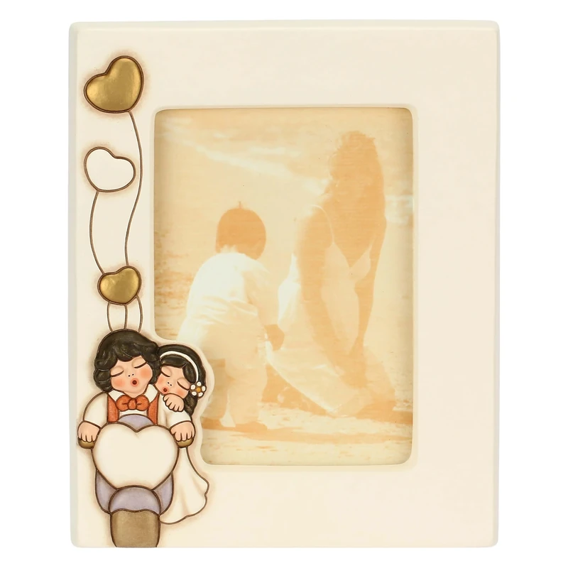 THUN - Newlywed Photo Frame on Motorcycle, Large - Ceramic - Favor Collection - 20 x 3.2 x 25.2 cm