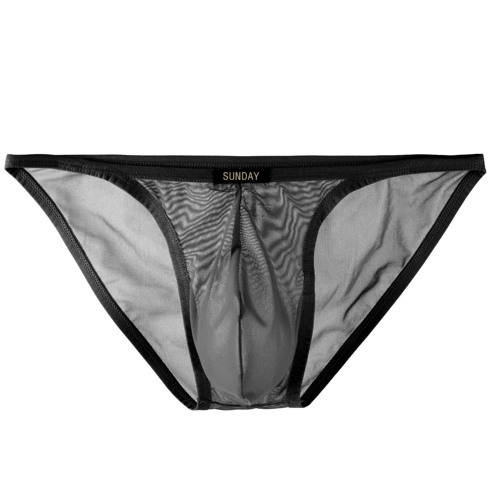 Summer Code Mens Sheer Briefs Mesh Lightweight Underwear Comfortable Low Rise Underpants for Men, Black, XX-Large