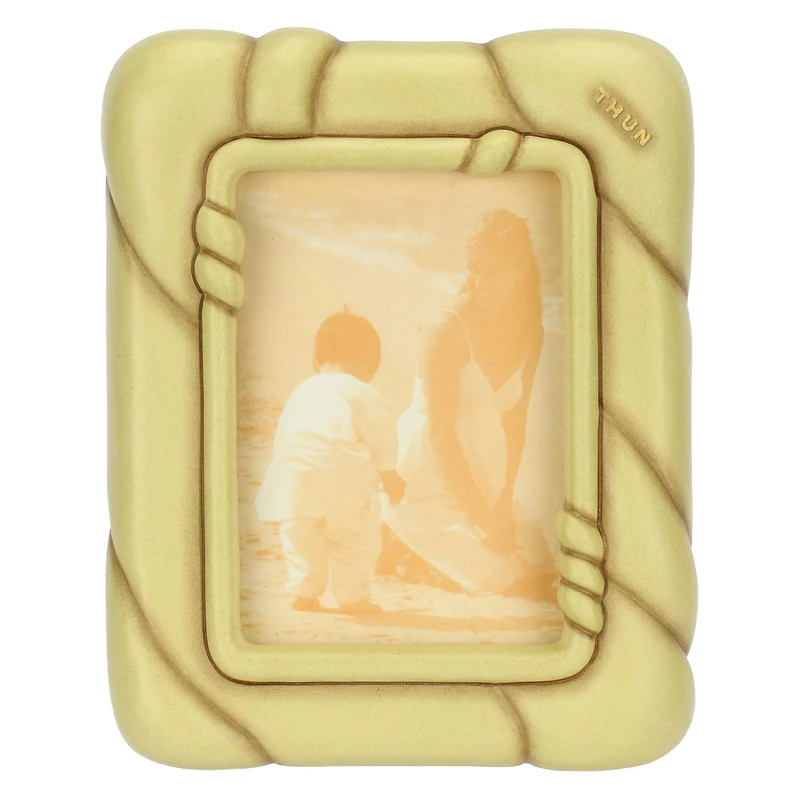 THUN - Twist Photo Frame, Medium - Ceramic, Glass, Pine Wood Insert - Spring Garden Collection - 15 x 2.8 x 19.3 cm