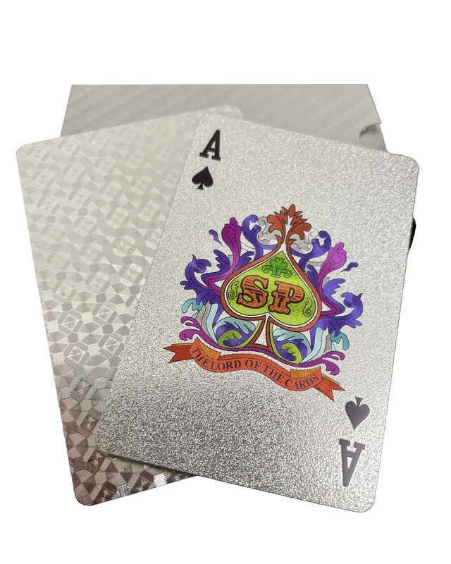 YIMINGOUFEI plastic waterproof playing cards, 54 Pieces Poker game deck, suitable for family parent-child games and birthday parties, outdoor camping (Silver Foil, Silver)