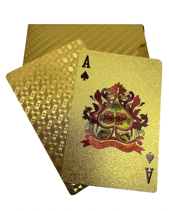 YIMINGOUFEI plastic waterproof playing cards, 54 Pieces Poker game deck, suitable for family parent-child games and birthday parties, outdoor camping (Gold Foil, Gold)