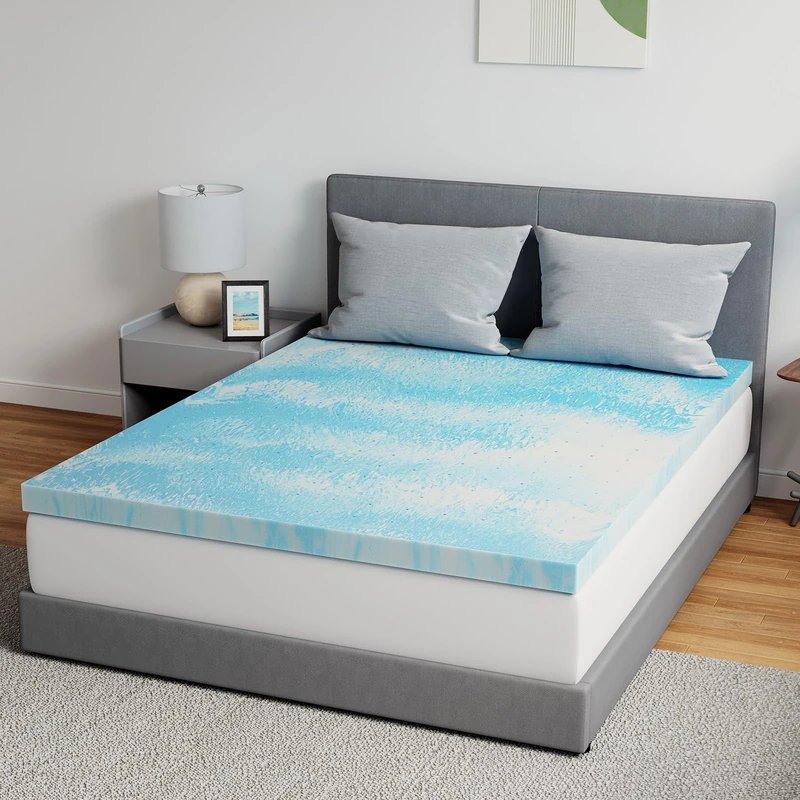 Novilla Queen Size Memory Foam Mattress Topper - 2 Inch Cooling Gel Infused Memory Foam | Slow Rebound Pressure Relief | CertiPUR Certified | - Image 1