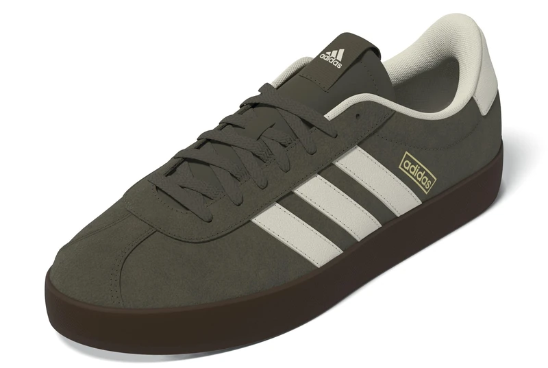adidas Men's VL Court 3.0 Shoes, Olive strata/Cream White/GUM5, 8.5 UK