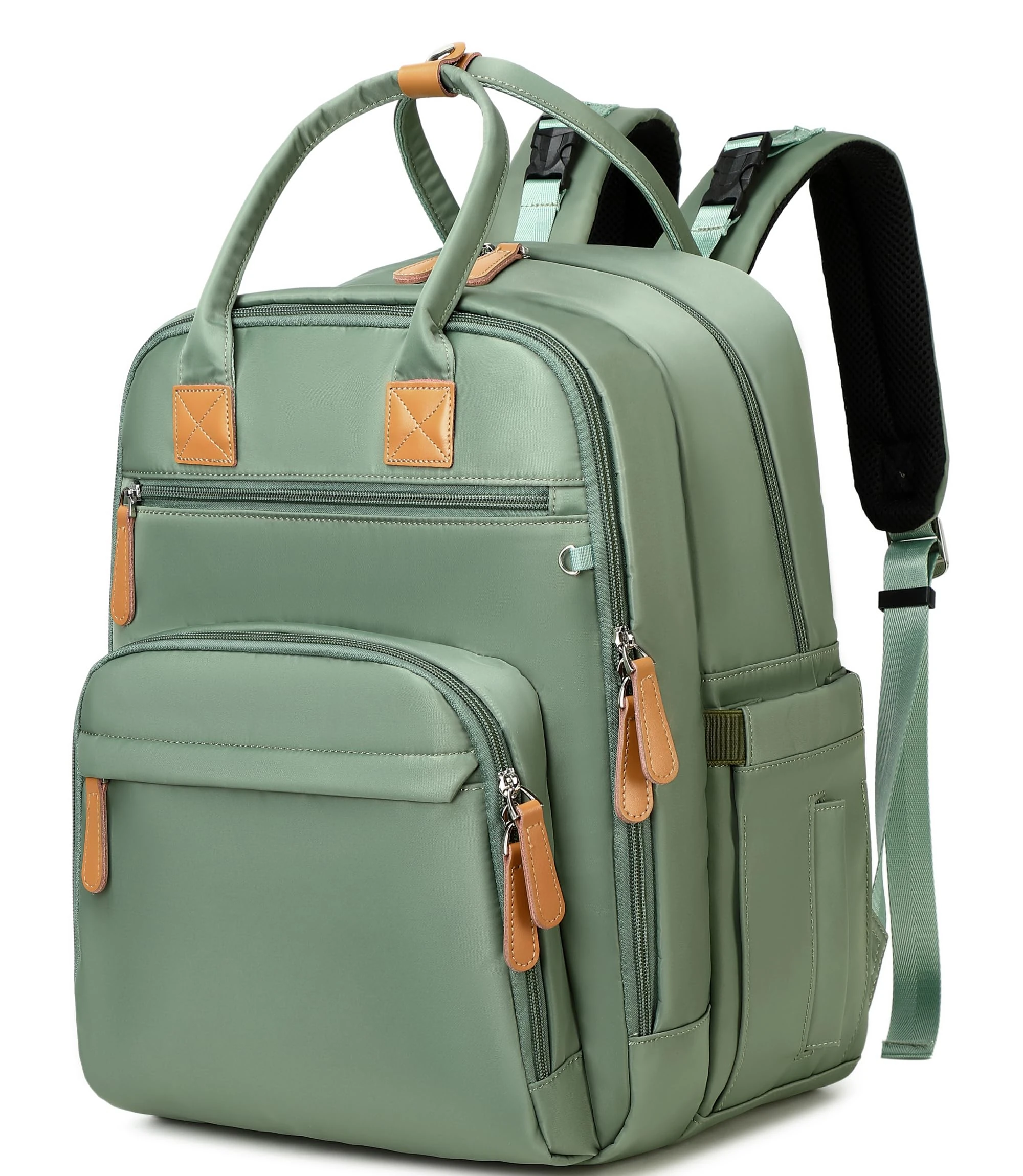 LORADI 18 Pockets Diaper Bag Backpack with Waterproof Pockets and Stroller Buckle, Convertible Tote Bag (Green, Extra-large)