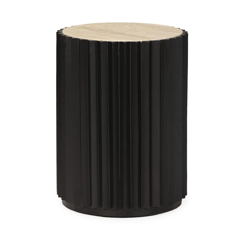 Mesa Auxiliar 40 x 40 x 53 cm Madera Black/Marmol Traventino