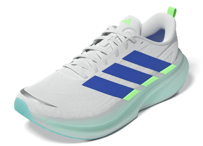 adidas Men's Supernova Glide Running Shoes, FTWR White/Blue/Lime Burst, 7 UK
