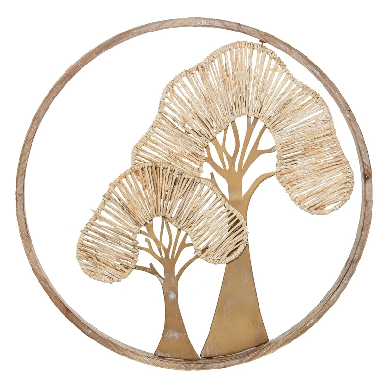 Adorno PARED Madera/Metal 61CM ARBOLES DORADOS