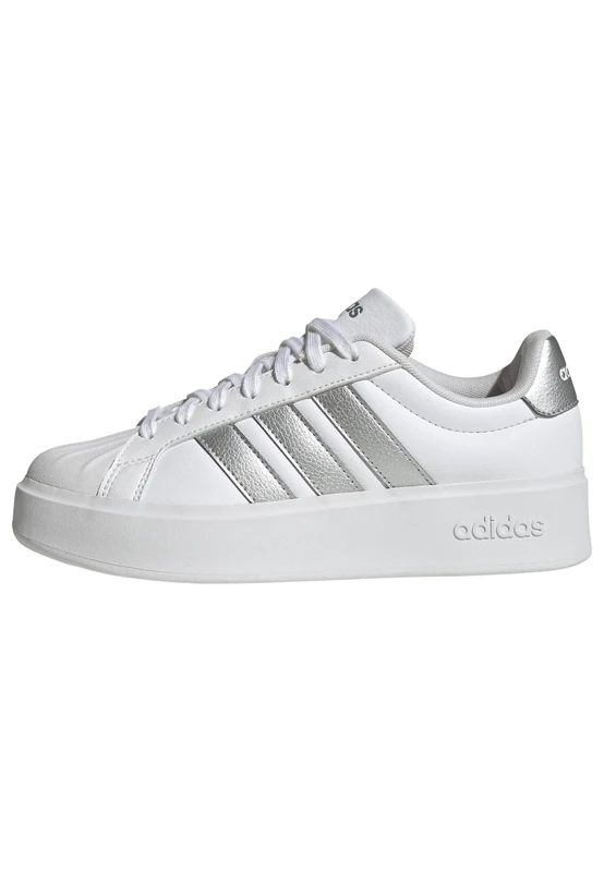 adidas Women's STREETTALK Bold Shoes, FTWR White/Silver met./core Black, 4 UK
