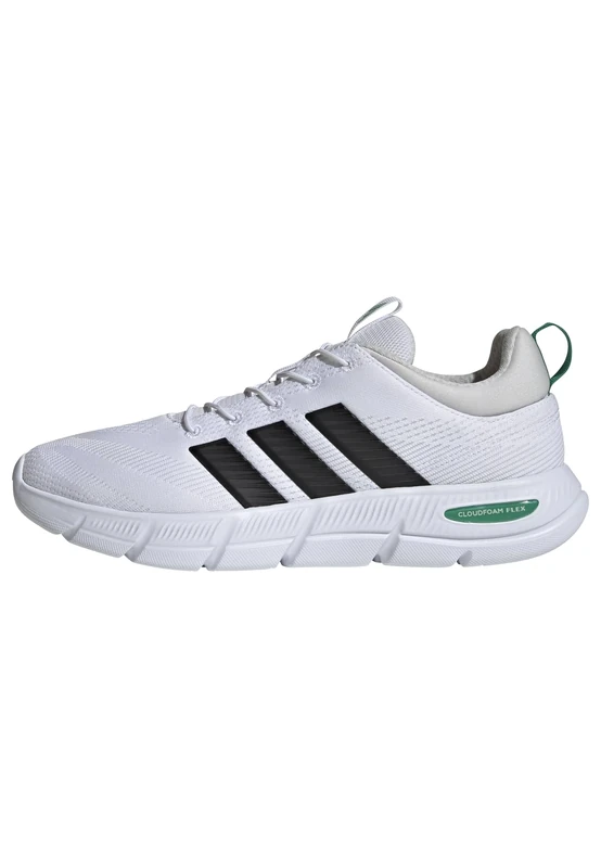 adidas Men's Cloudfoam Flex Elastic Laces Shoes, FTWR White/core Black/Court Green, 7.5 UK