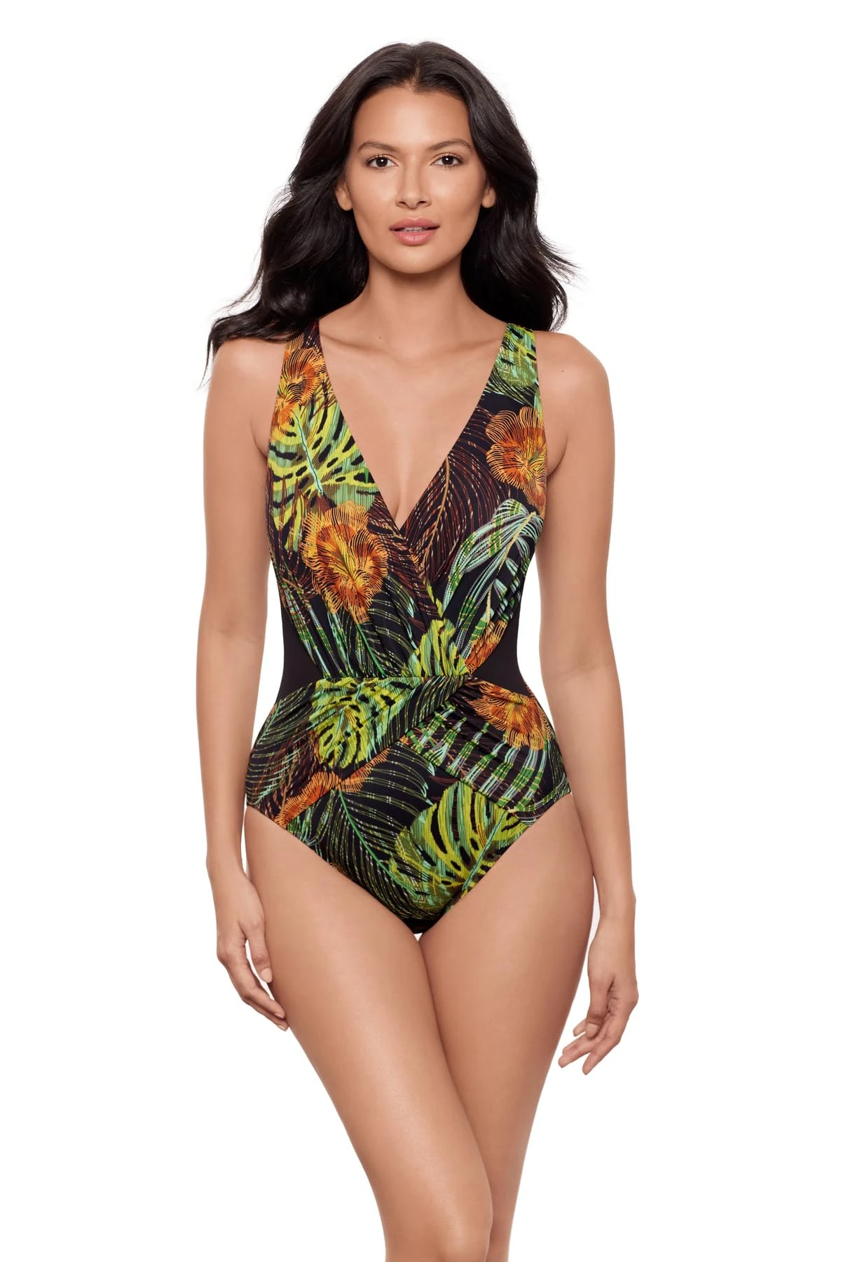 Miraclesuit Women's Swimwear Sparkle Plenty Ibiza Soft Cup One Piece Swimsuit, Islet Black/Multi, 10