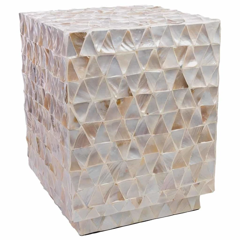 AlexandreHouse Taburete de Madera y Mother of Pearl Beige