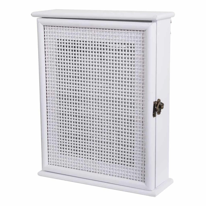 AlexandreHouse Caja de llaves de madera y rejilla en blanco - Image 1