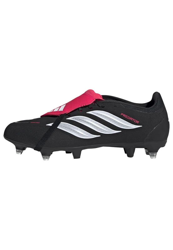 adidas Unisex Predator League Fold-Over Tongue Soft Ground Football Boots Shoes, Core Black/FTWR White/Lucid Red, 9.5 UK