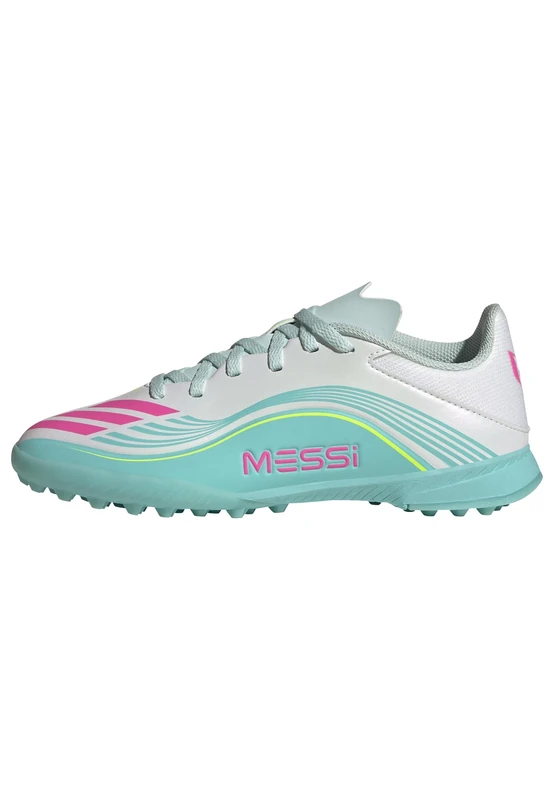 adidas Unisex Kids F50 Messi League Turf Football Shoes Kids, FTWR White/Lucid Pink/Flash Aqua, 3 UK