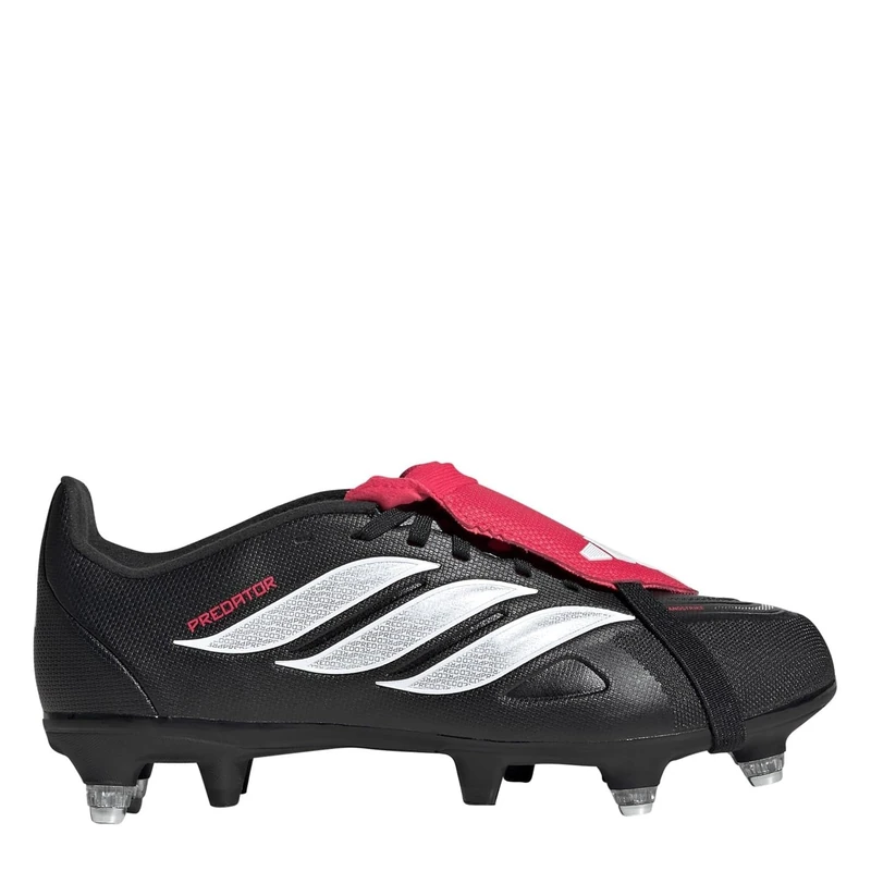 adidas Unisex League Fold-Over Tongue Soft Ground Football Boots Kids Shoes, Core Black/FTWR White/Lucid Red, 13 UK Child