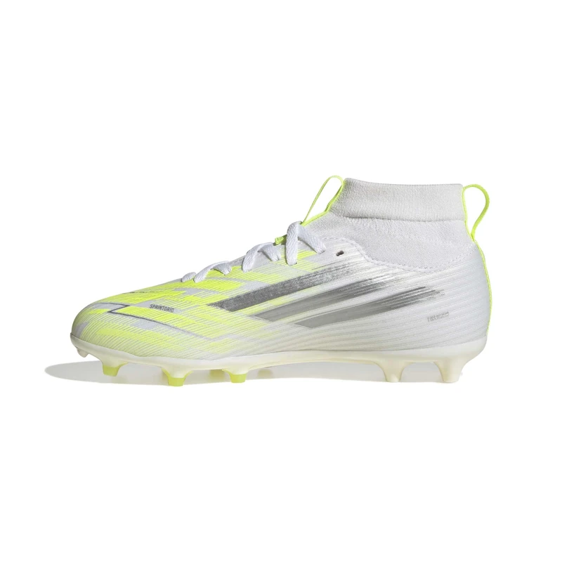 adidas Unisex Kids F50 SPARKFUSION League Mid Cut Firm Ground/Artificial Ground Football Boots Kids, FTWR White/Iron met./hi-res Yellow, 13.5 UK Child