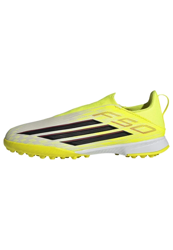 adidas Unisex Kids F50 League Laceless Turf Football Shoes Kids, Team Solar Yellow 2/core Black/Lucid red, 4 UK