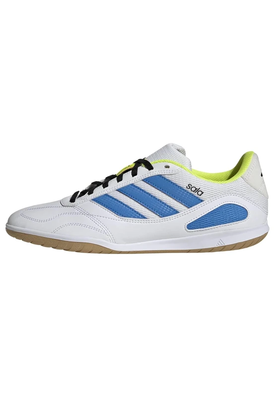adidas Unisex Super SALA Competition III Indoor Football Shoes, FTWR White/Lucid Ray Blue/Solar Yellow, 10.5 UK
