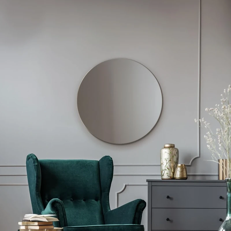 MirrorOutlet YC020-1 Extra Large All Glass Modern Bevelled Square Corner Wall Mirror 120 x 80 CM, Frameless, Rectangular