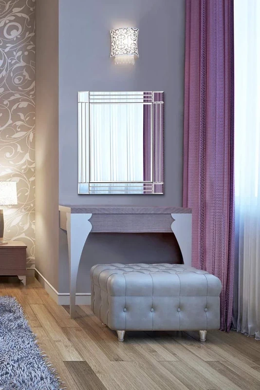 MirrorOutlet Modern Triple Edge Modern Frameless All Glass Venetian Mirror, 68 x 58 cm, YC082