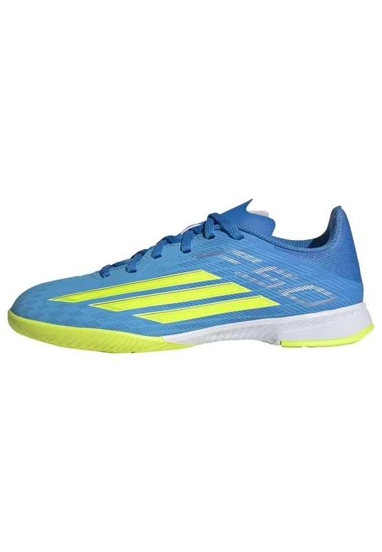 adidas Unisex Kids F50 League Indoor Football Shoes Kids, Lucid Ray Blue/Team Solar Yellow 2/Lucid Aquamarine, 2.5 UK