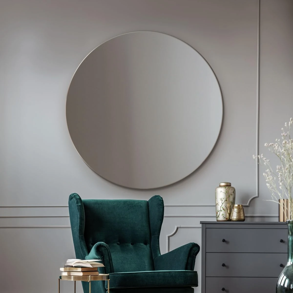 MirrorOutlet Extra Large Round Circular Frameless Bevelled wall Mirror: 120cm – Elegant Wall-Mounted Circular Mirror